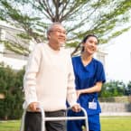 Caregiver supporting a client